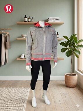 Rare Vintage Lululemon Distressed Scuba Full Zip Hoodie Size 10